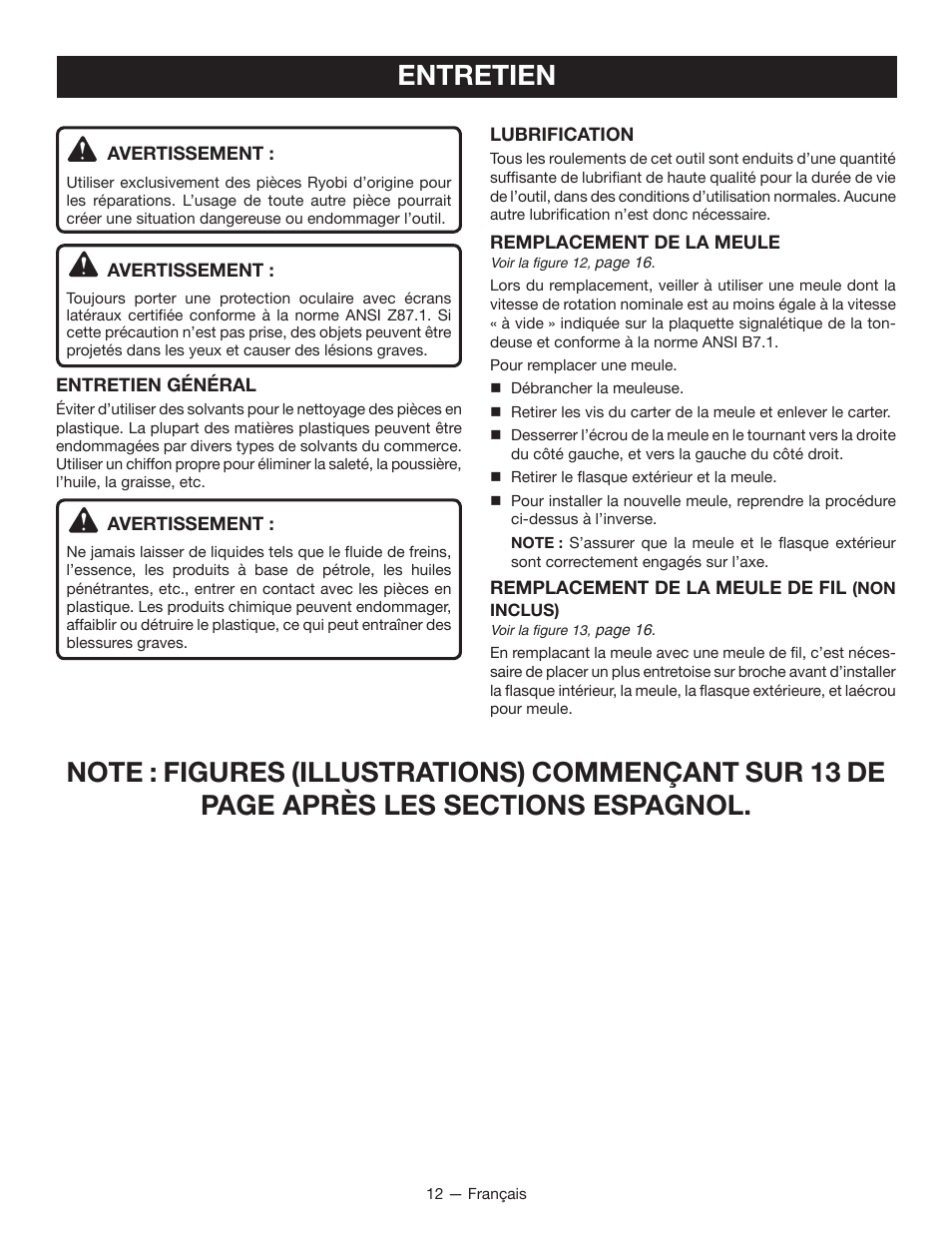 Entretien | Ryobi BGH6110 User Manual | Page 23 / 40