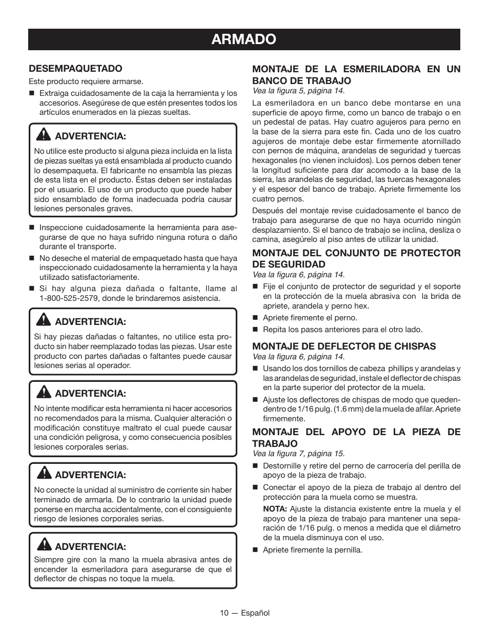 Armado | Ryobi BGH6110 User Manual | Page 32 / 40