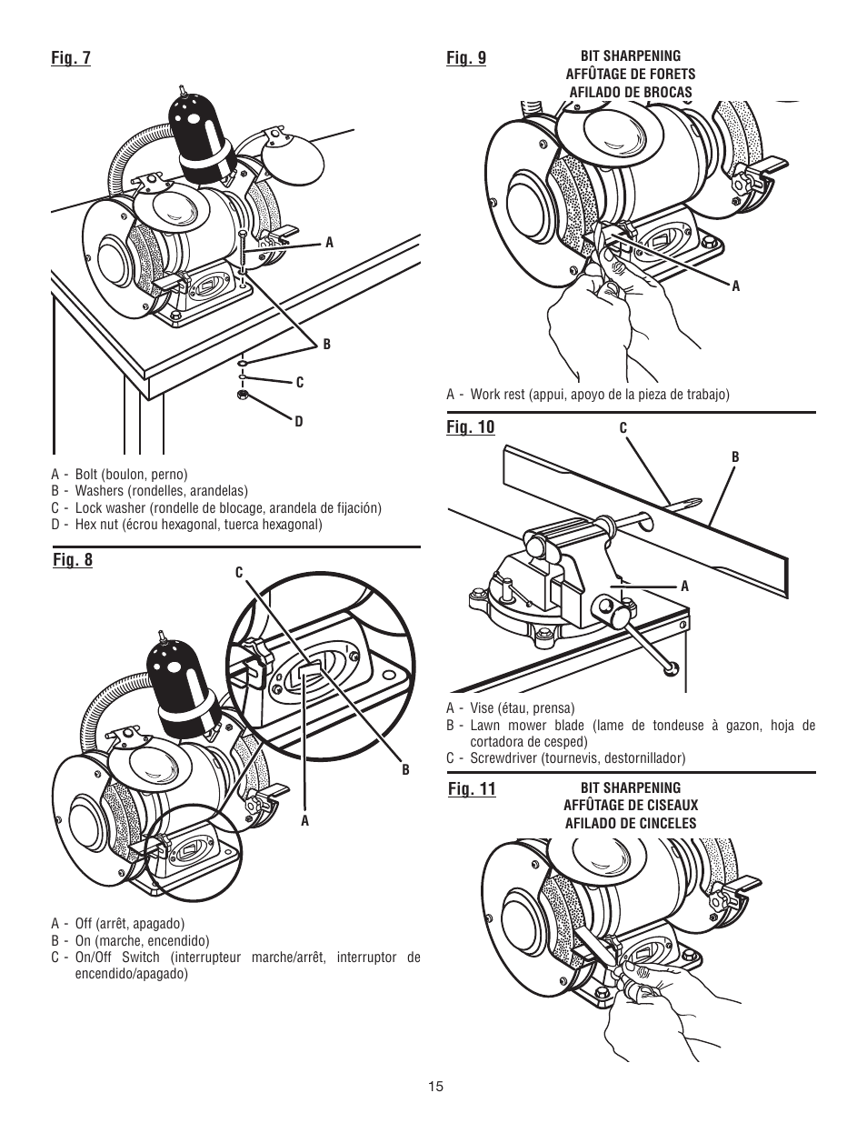 Fig. 7 fig. 8, Fig. 9 fig. 10, Fig. 11 | Ryobi BGH6110 User Manual | Page 37 / 40