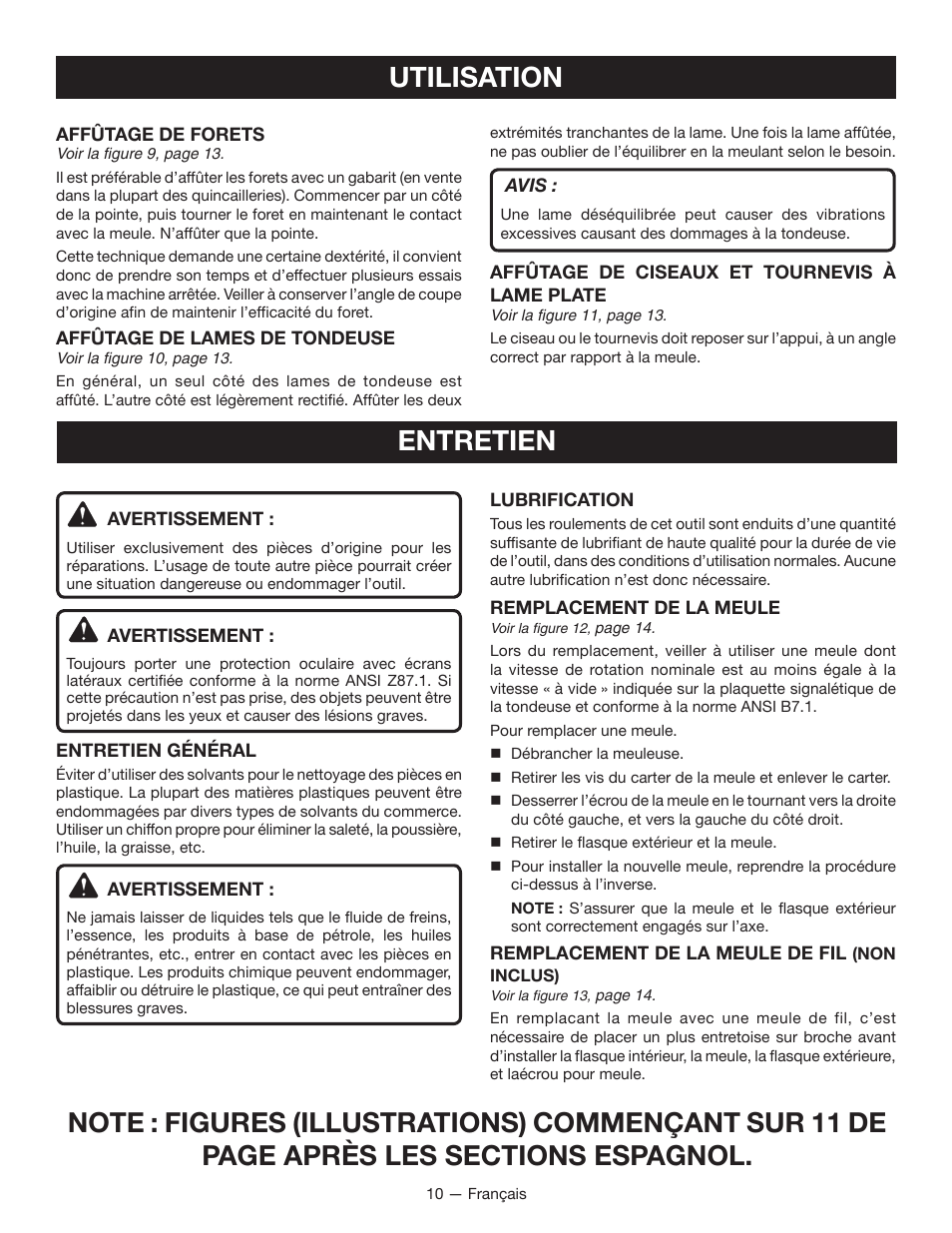 Utilisation, Entretien | Ryobi BGH6110SB User Manual | Page 19 / 36