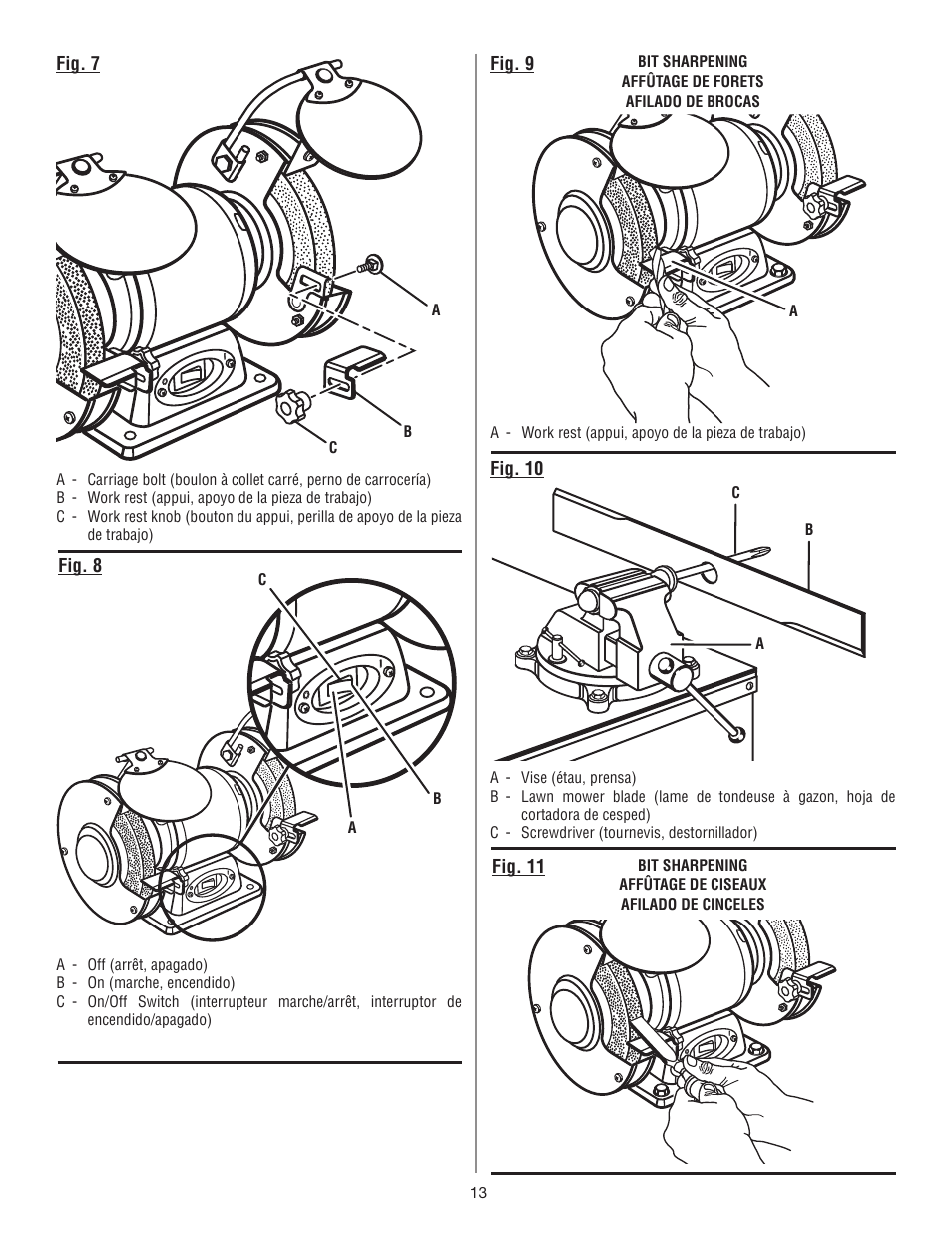 Fig. 7, Fig. 8, Fig. 9 fig. 10 | Fig. 11 | Ryobi BGH6110SB User Manual | Page 32 / 36