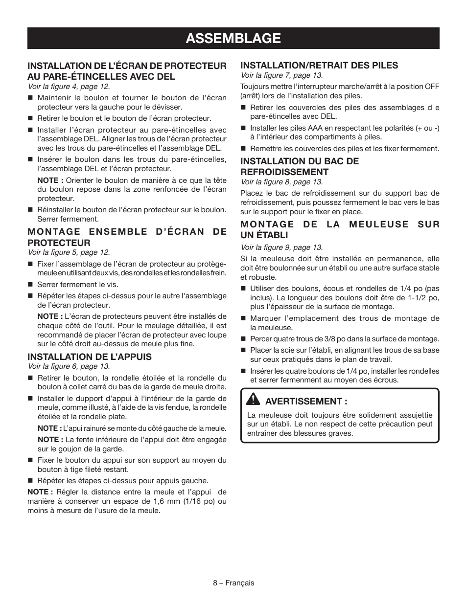 Assemblage | Ryobi BG828G User Manual | Page 17 / 36