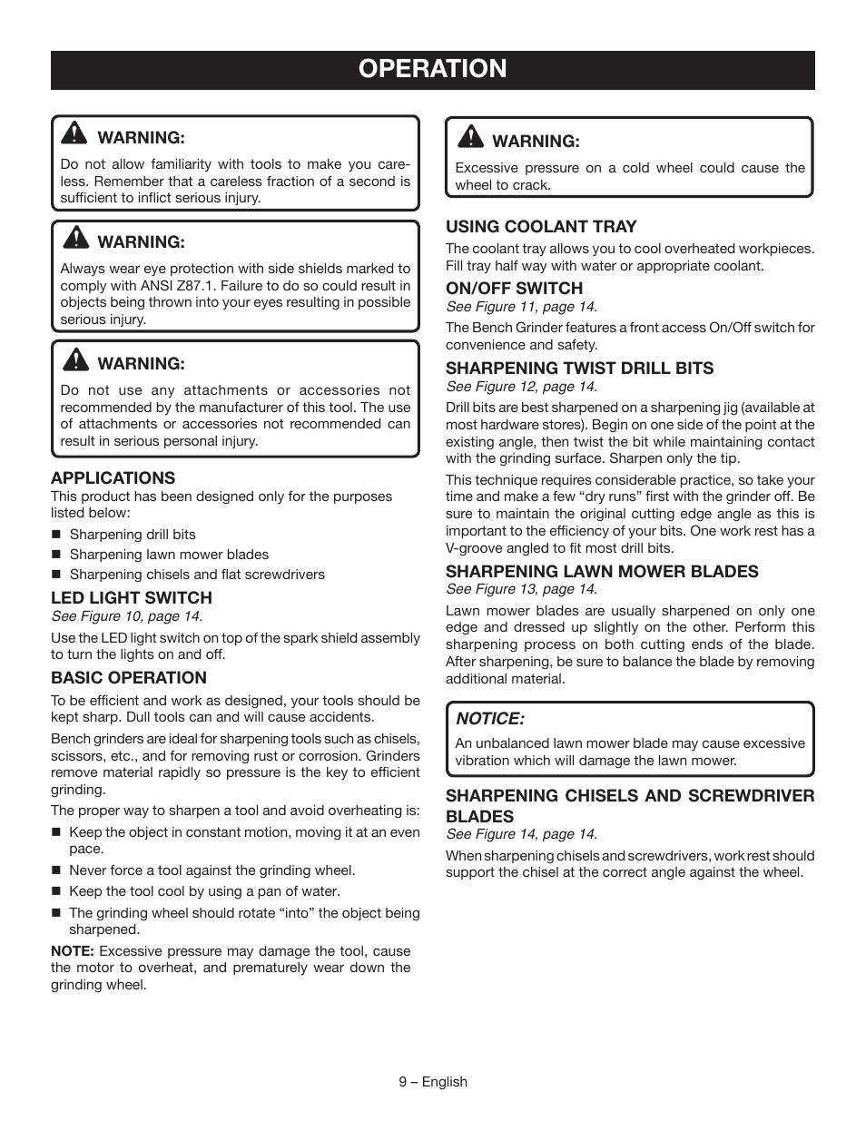 Operation | Ryobi BG828G User Manual | Page 9 / 36