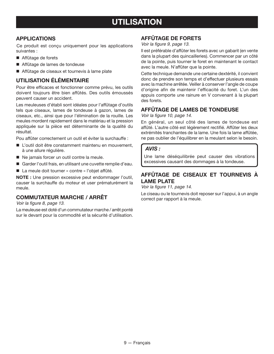 Utilisation | Ryobi BG612GSB User Manual | Page 18 / 36