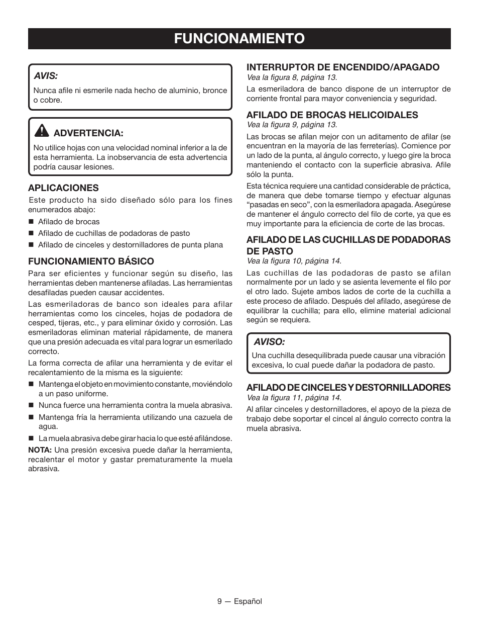Funcionamiento | Ryobi BG612GSB User Manual | Page 27 / 36