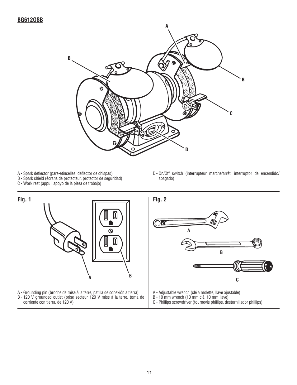 Fig. 1 bg612gsb, Fig. 2 | Ryobi BG612GSB User Manual | Page 29 / 36