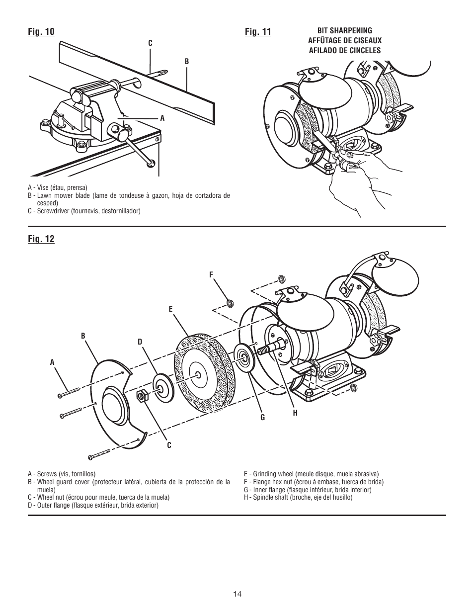 Fig. 12, Fig. 10, Fig. 11 | Ryobi BG612GSB User Manual | Page 32 / 36