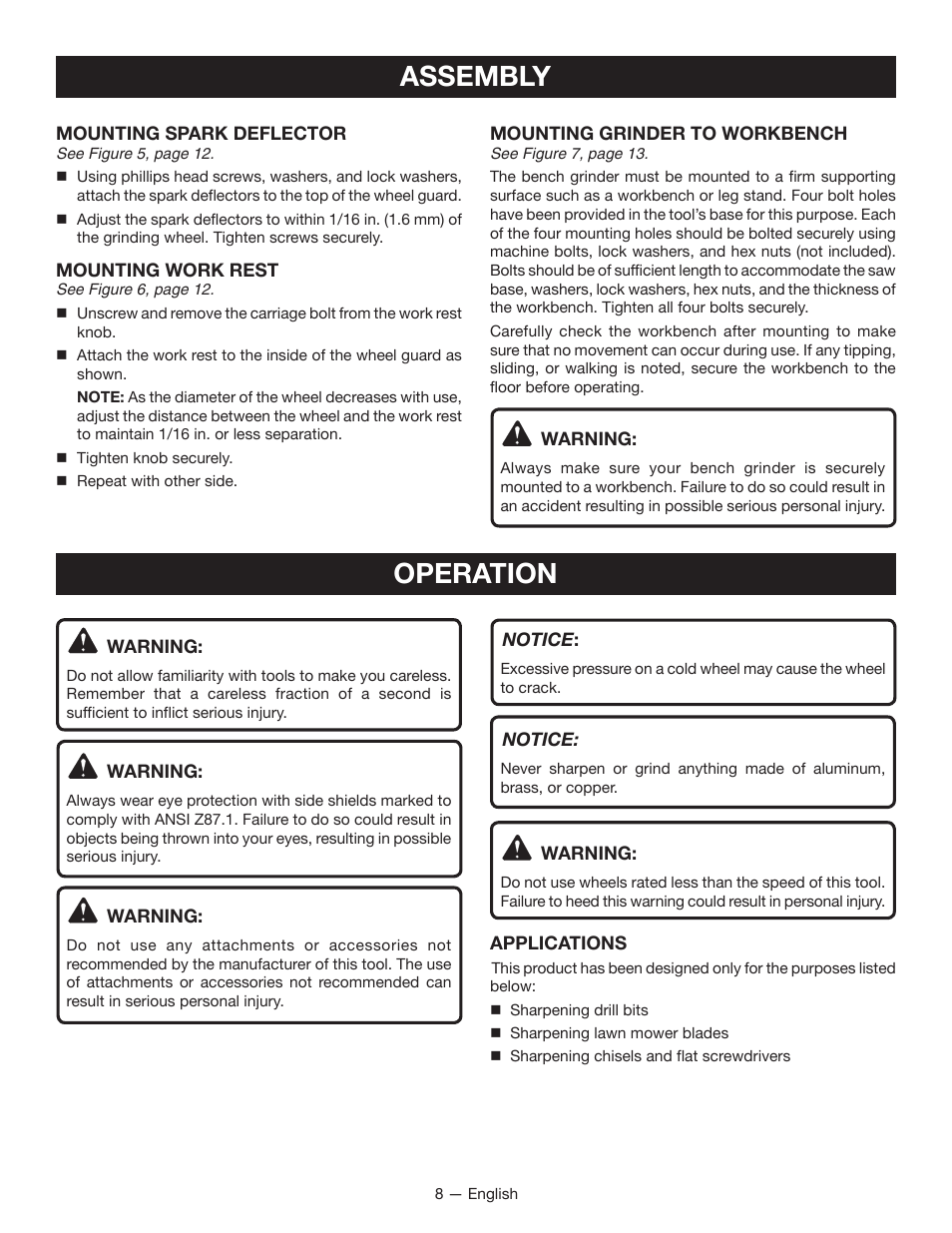 Assembly operation | Ryobi BG612GSB User Manual | Page 8 / 36