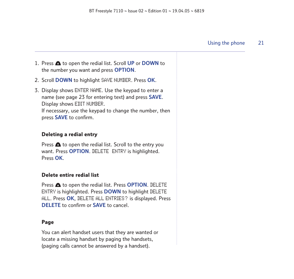 BT FREESTYLE 7110 User Manual | Page 21 / 74