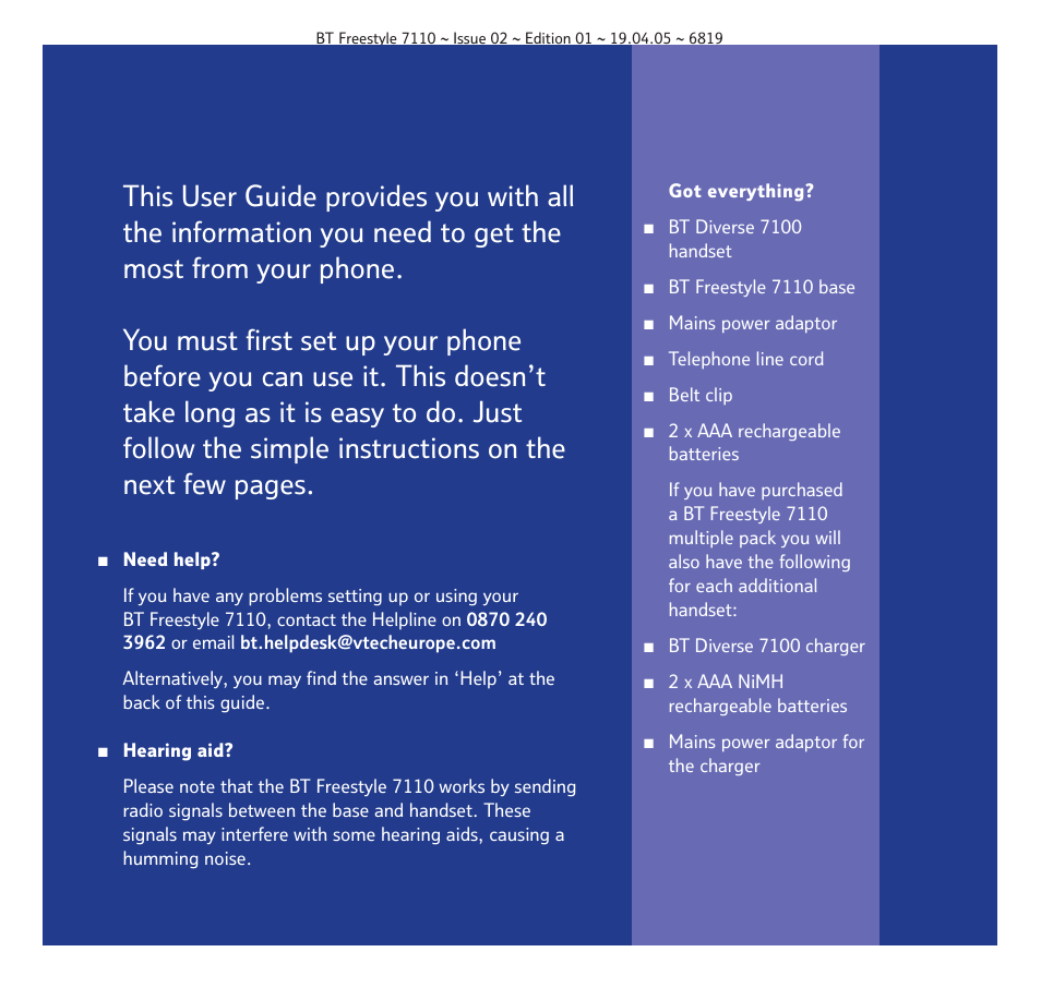BT FREESTYLE 7110 User Manual | Page 3 / 74