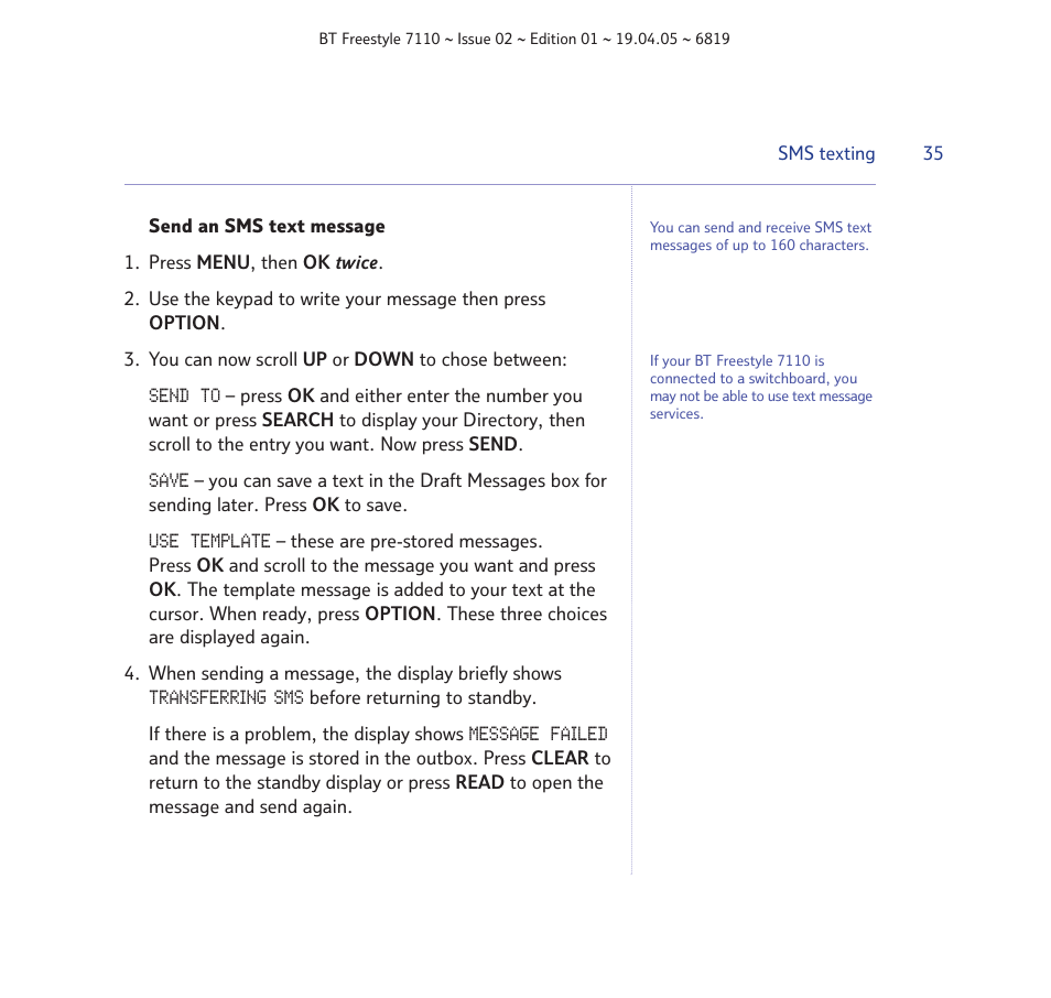 BT FREESTYLE 7110 User Manual | Page 35 / 74