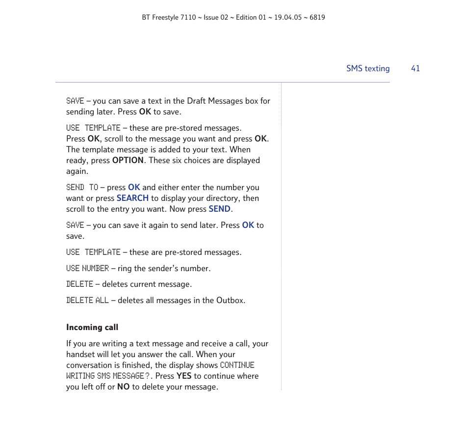 BT FREESTYLE 7110 User Manual | Page 41 / 74