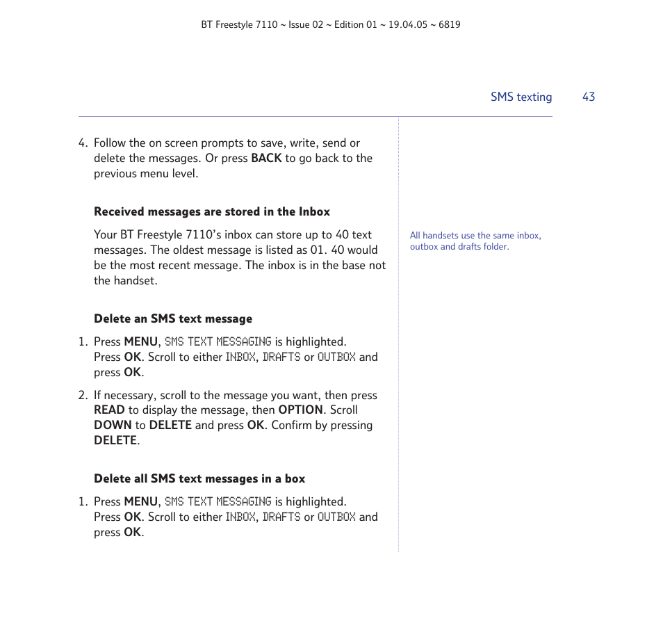 BT FREESTYLE 7110 User Manual | Page 43 / 74