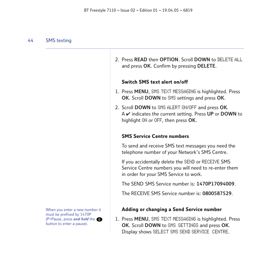 BT FREESTYLE 7110 User Manual | Page 44 / 74