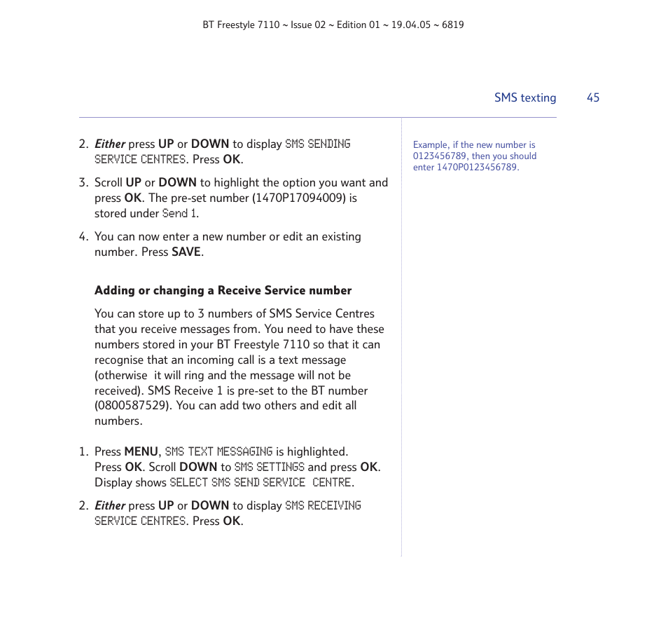 BT FREESTYLE 7110 User Manual | Page 45 / 74