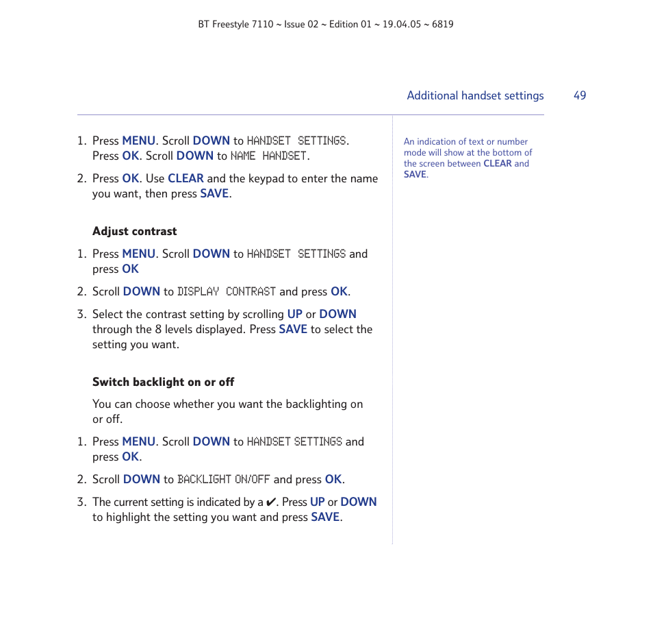 BT FREESTYLE 7110 User Manual | Page 49 / 74