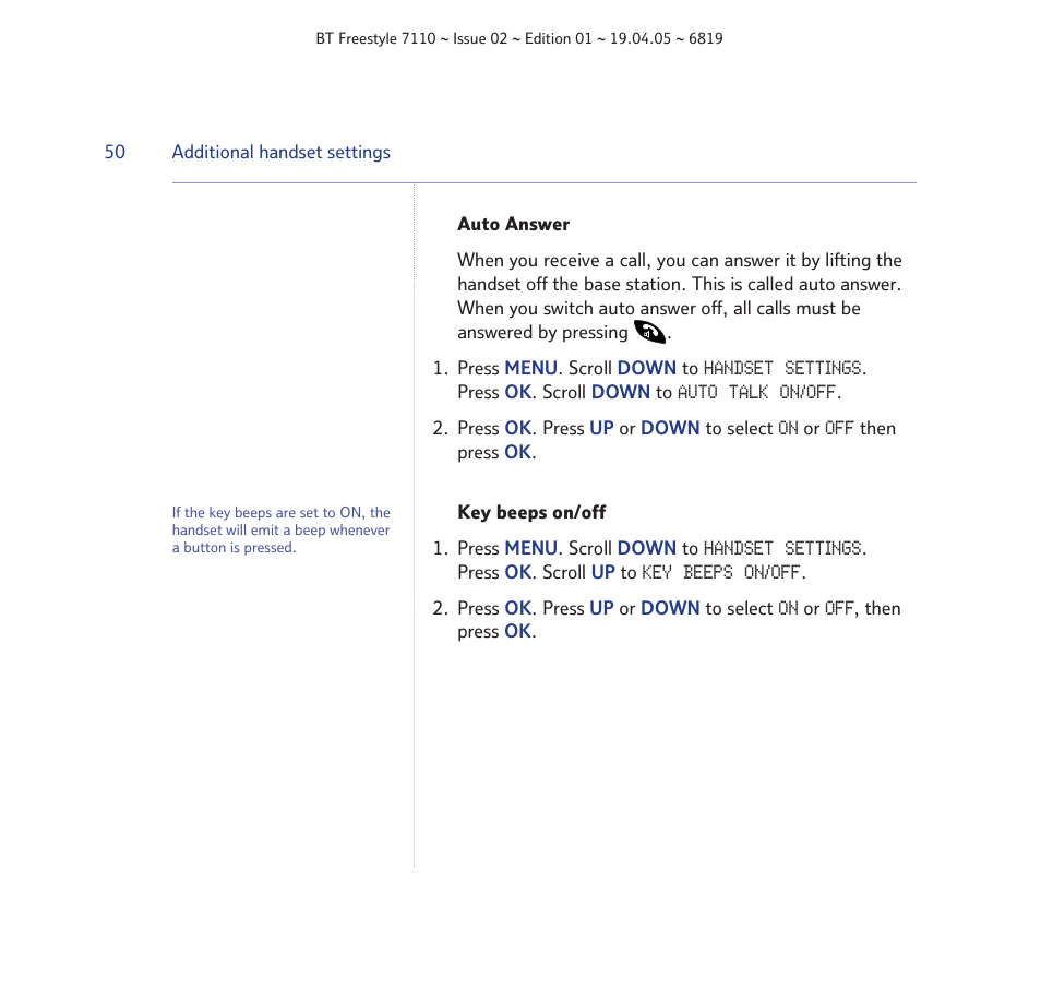 BT FREESTYLE 7110 User Manual | Page 50 / 74