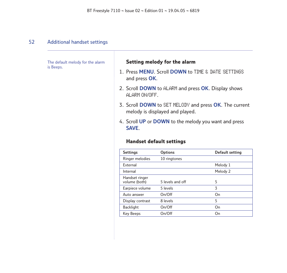 BT FREESTYLE 7110 User Manual | Page 52 / 74