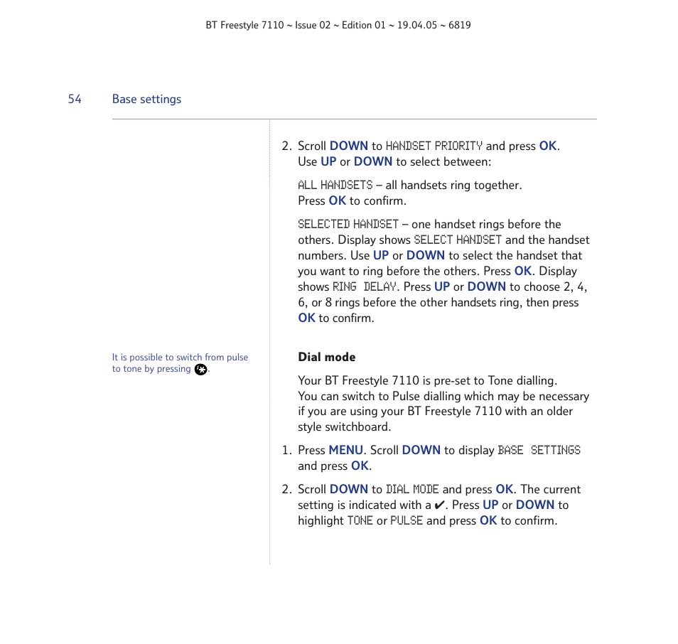 BT FREESTYLE 7110 User Manual | Page 54 / 74