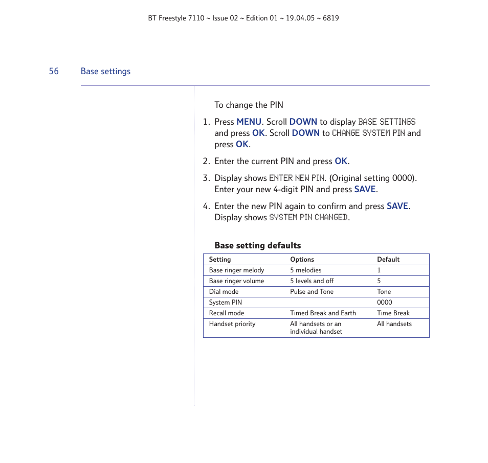 BT FREESTYLE 7110 User Manual | Page 56 / 74