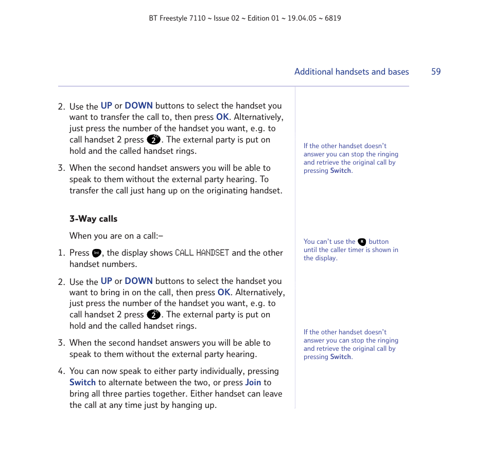 BT FREESTYLE 7110 User Manual | Page 59 / 74