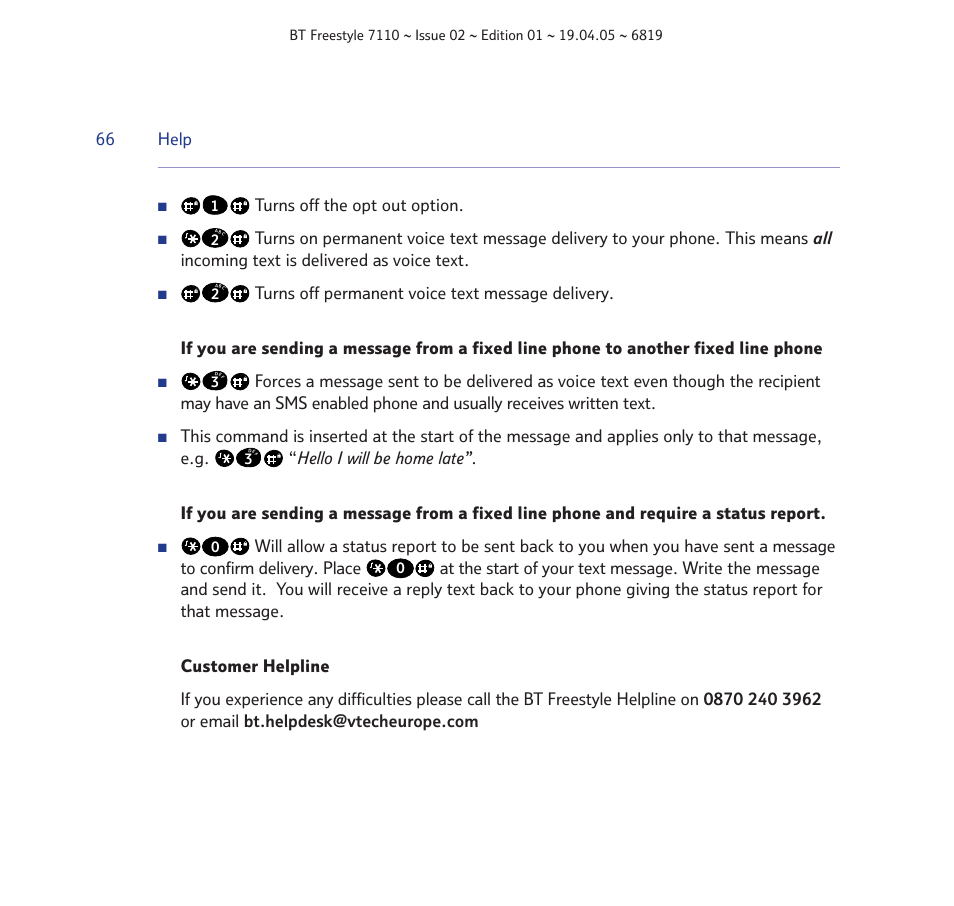 BT FREESTYLE 7110 User Manual | Page 66 / 74