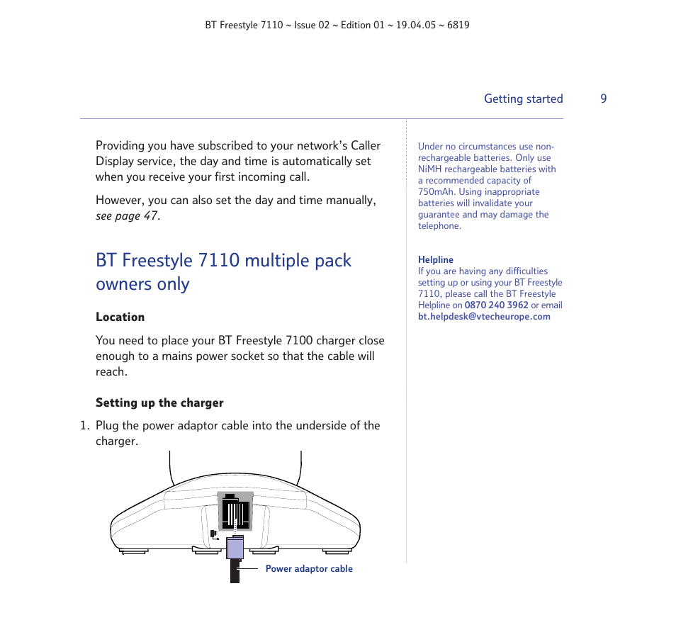 Bt freestyle 7110 multiple pack owners only | BT FREESTYLE 7110 User Manual | Page 9 / 74