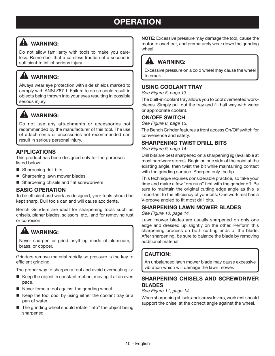 Operation | Ryobi BGH827 User Manual | Page 10 / 36