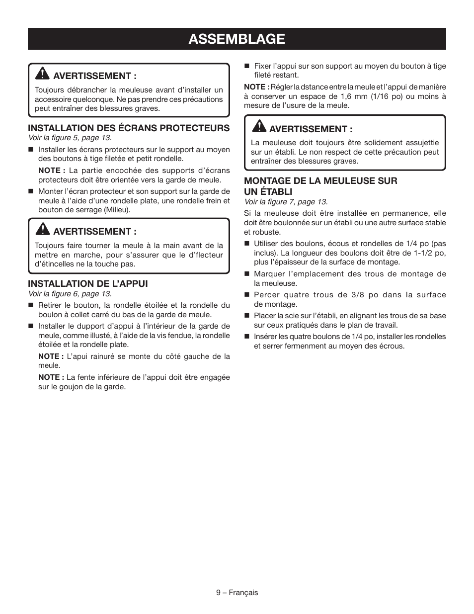 Assemblage | Ryobi BGH827 User Manual | Page 19 / 36