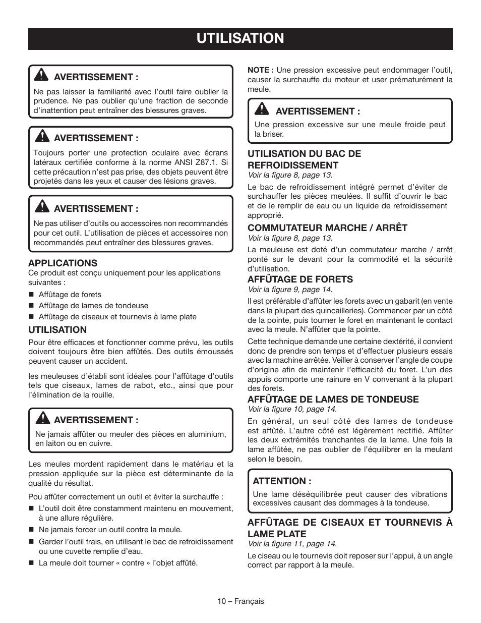 Utilisation | Ryobi BGH827 User Manual | Page 20 / 36