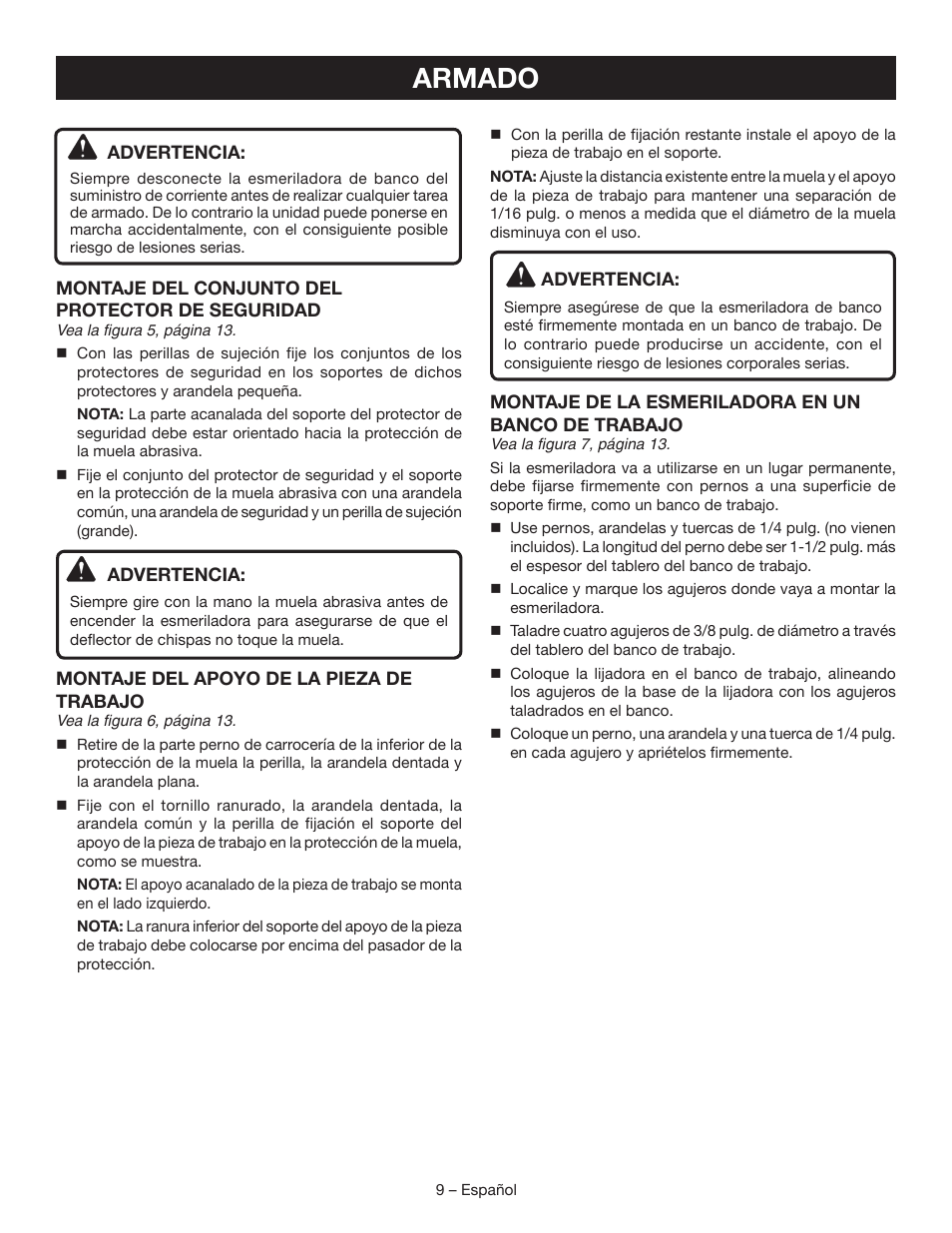 Armado | Ryobi BGH827 User Manual | Page 29 / 36