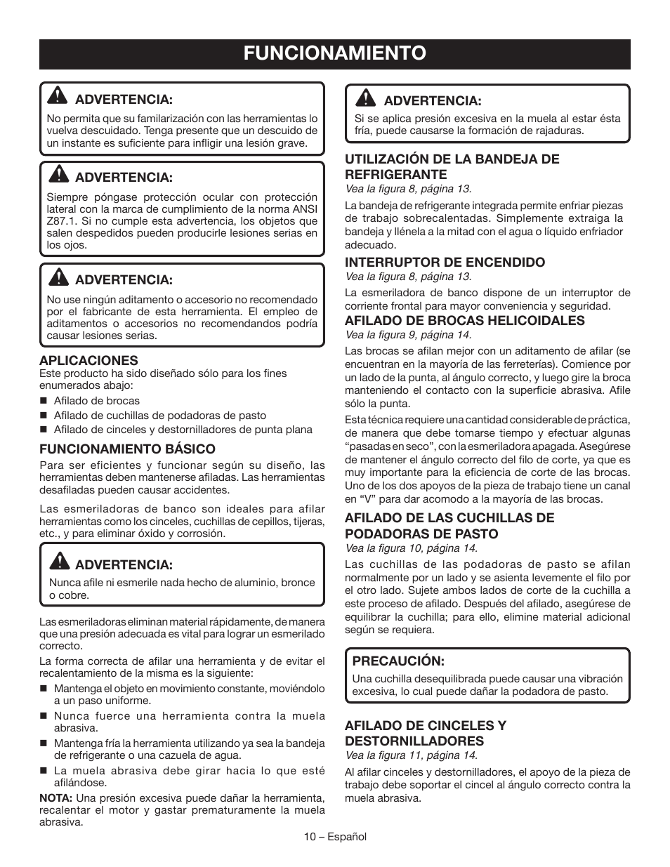 Funcionamiento | Ryobi BGH827 User Manual | Page 30 / 36