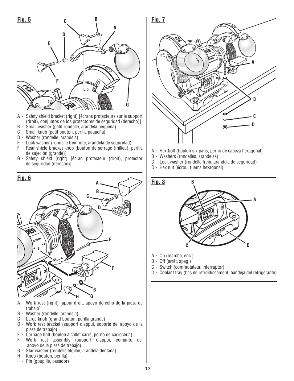 Fig. 6 fig. 7, Fig. 8, Fig. 5 | Ryobi BGH827 User Manual | Page 33 / 36