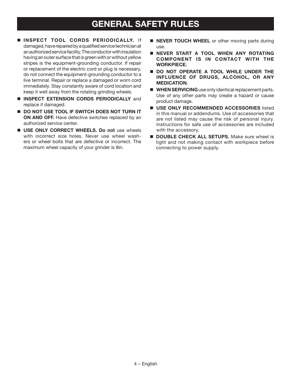 General safety rules | Ryobi BGH827 User Manual | Page 4 / 36