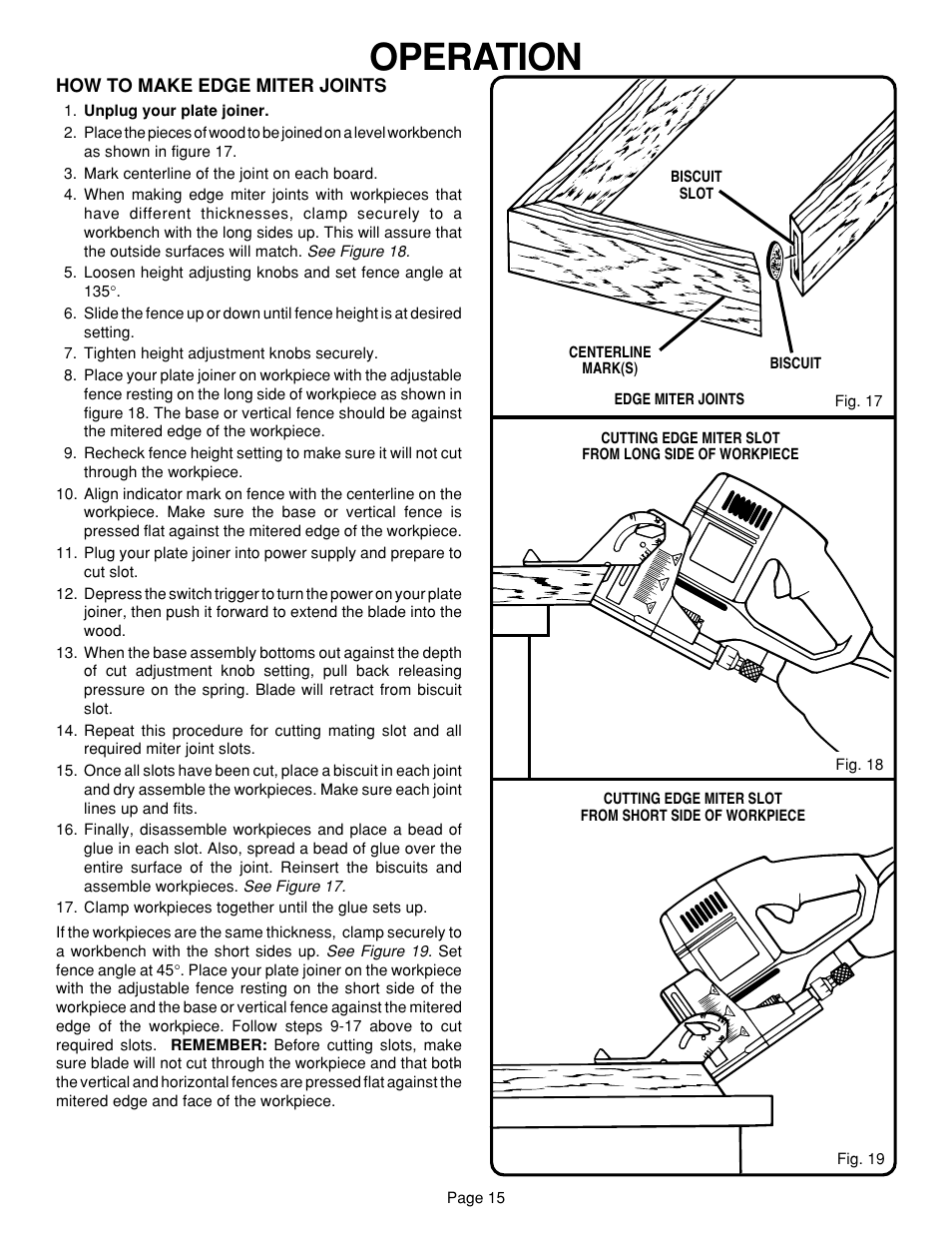 Operation | Ryobi JM80 User Manual | Page 15 / 22