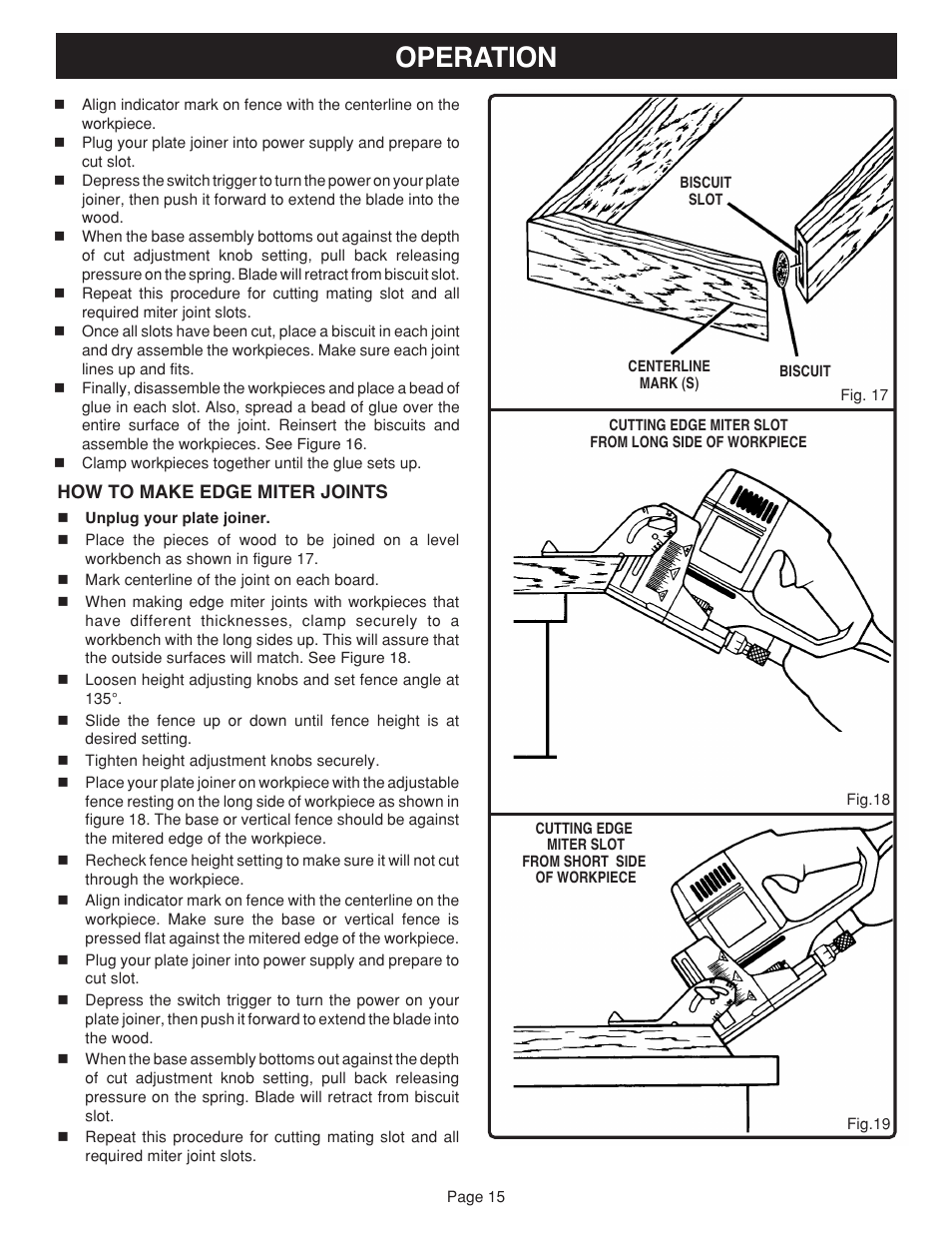 Operation | Ryobi JM81-1 User Manual | Page 15 / 22