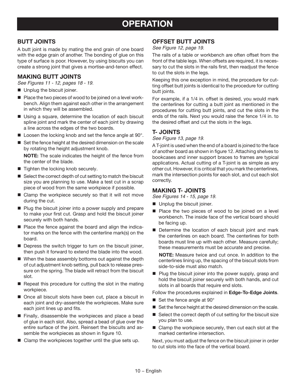 Operation | Ryobi JM82G User Manual | Page 10 / 52