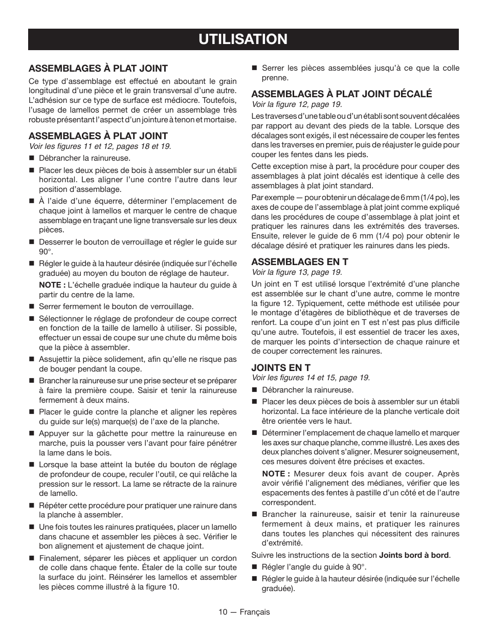 Utilisation | Ryobi JM82G User Manual | Page 25 / 52