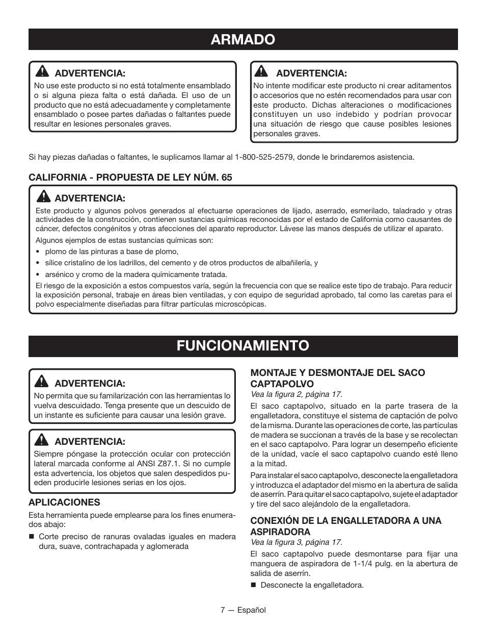 Armado, Funcionamiento | Ryobi JM82G User Manual | Page 37 / 52