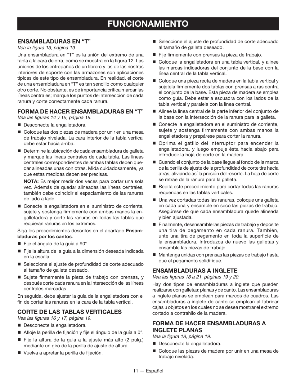 Funcionamiento | Ryobi JM82G User Manual | Page 41 / 52