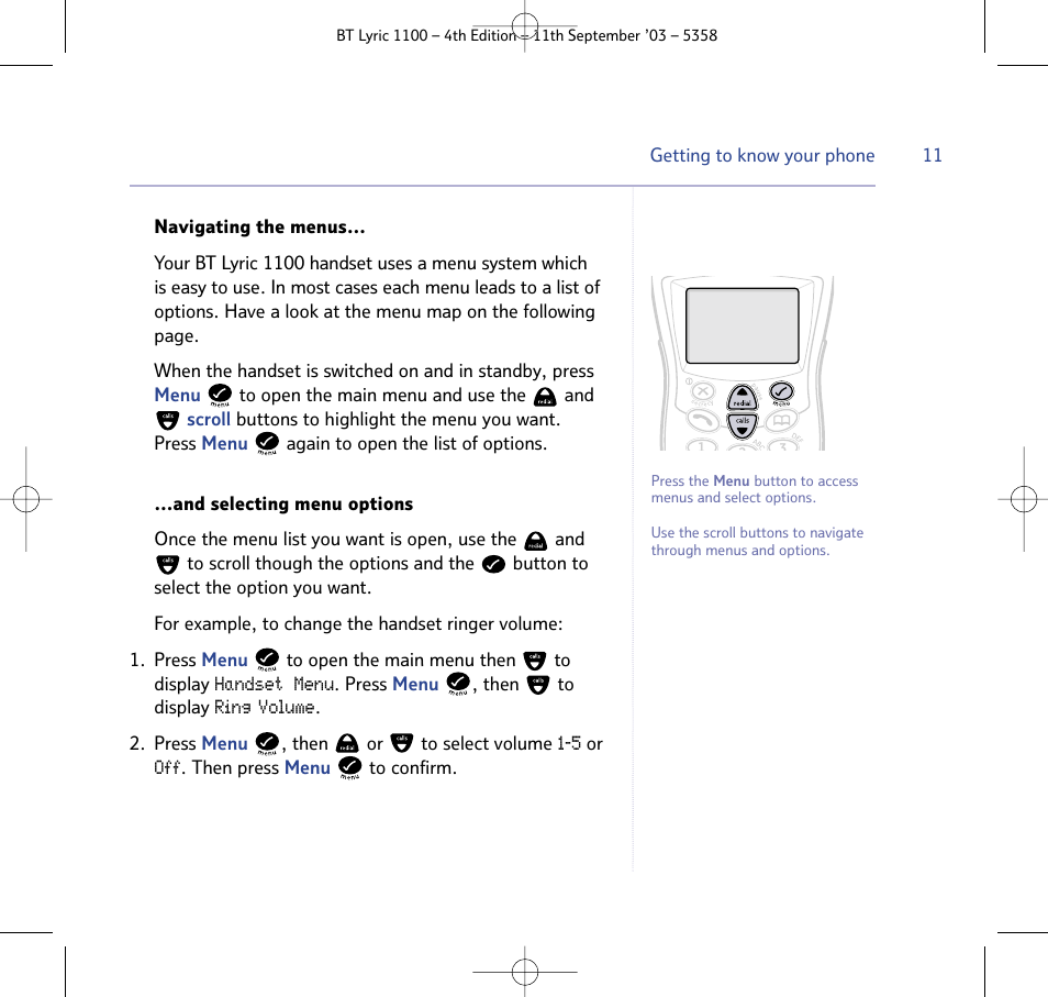 BT Lyric 1100 User Manual | Page 11 / 55