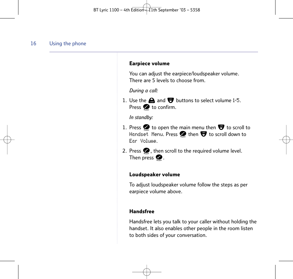 BT Lyric 1100 User Manual | Page 16 / 55