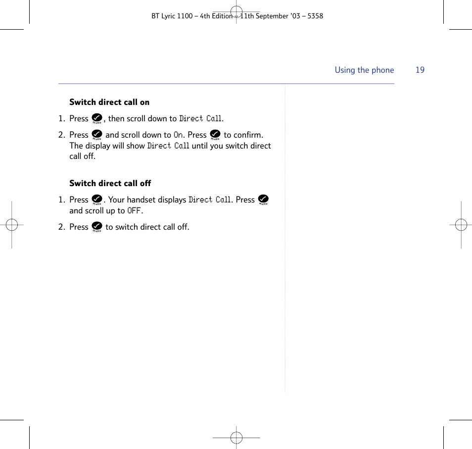 BT Lyric 1100 User Manual | Page 19 / 55