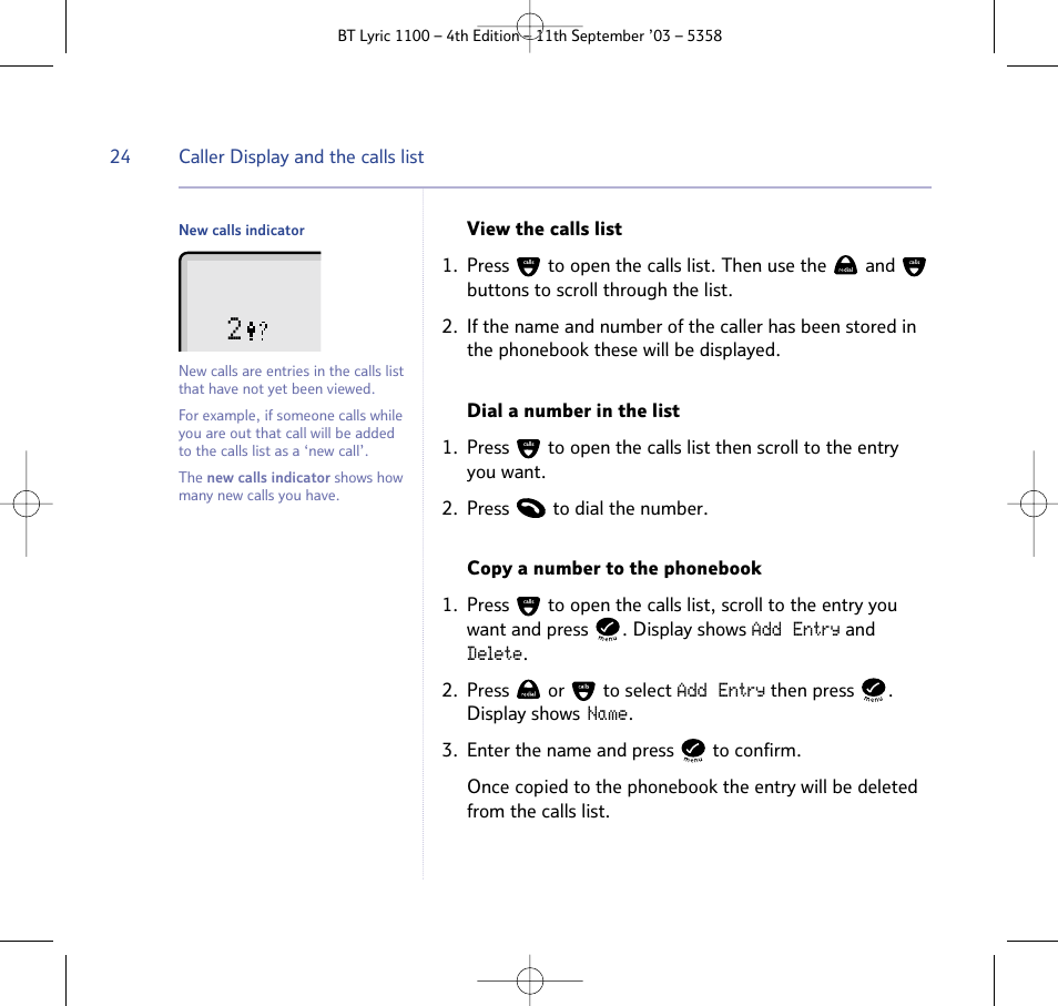 BT Lyric 1100 User Manual | Page 24 / 55