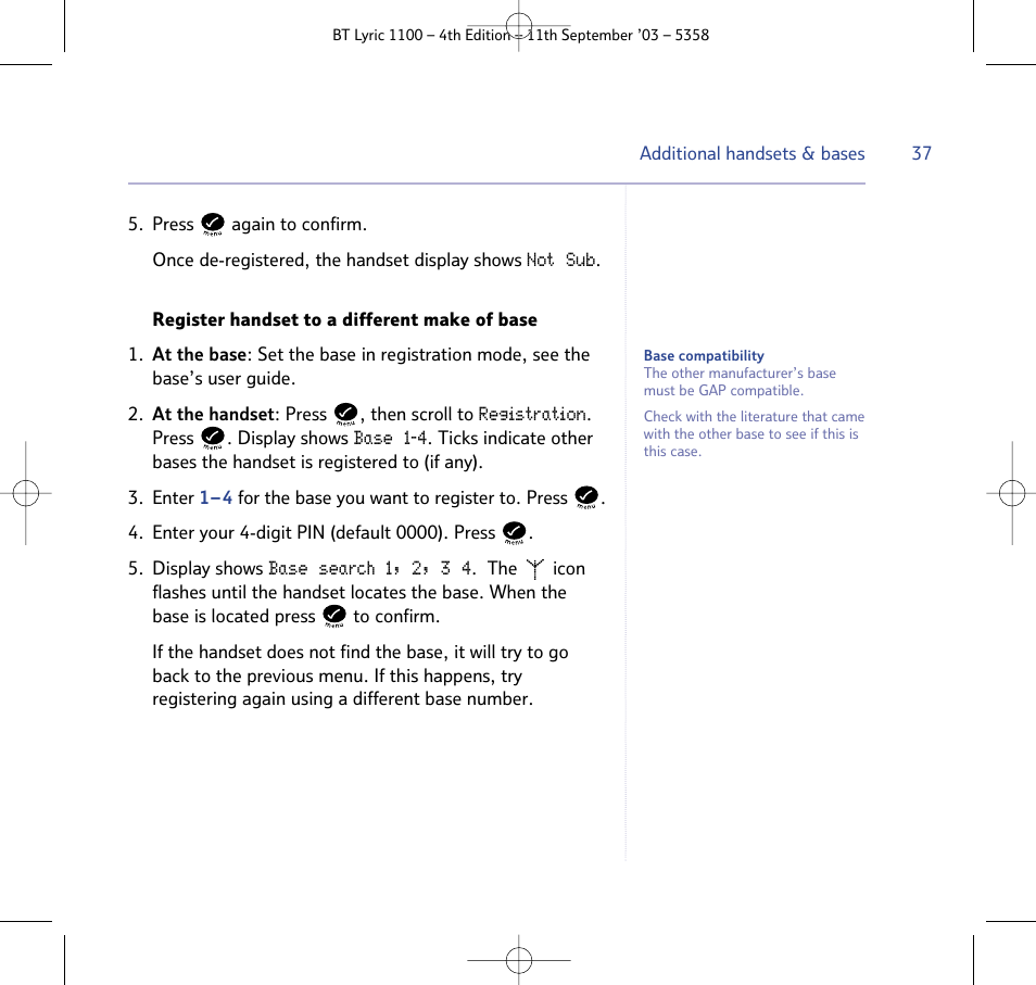 BT Lyric 1100 User Manual | Page 37 / 55