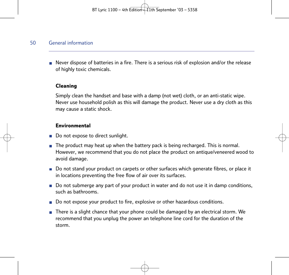 BT Lyric 1100 User Manual | Page 50 / 55
