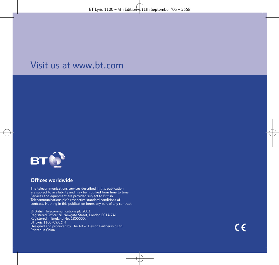 BT Lyric 1100 User Manual | Page 55 / 55