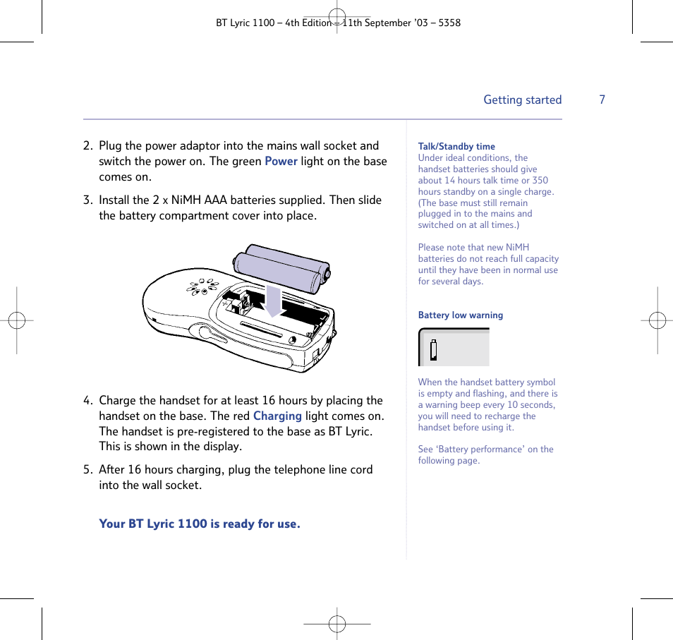 BT Lyric 1100 User Manual | Page 7 / 55