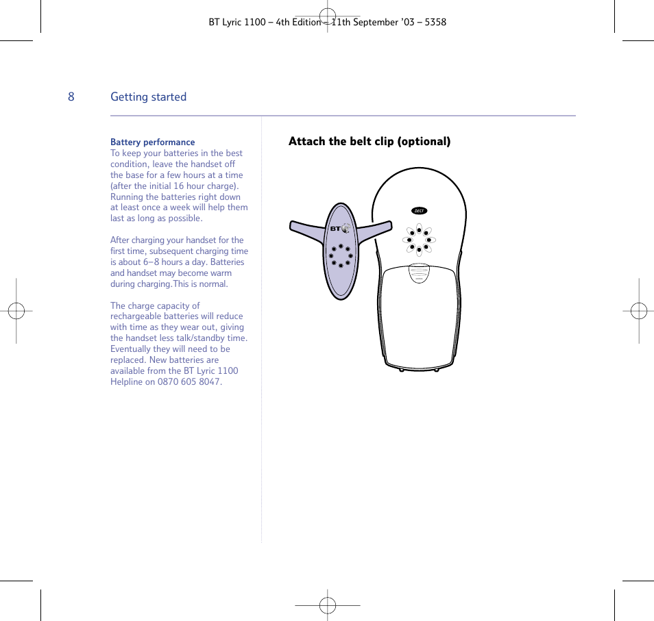 BT Lyric 1100 User Manual | Page 8 / 55