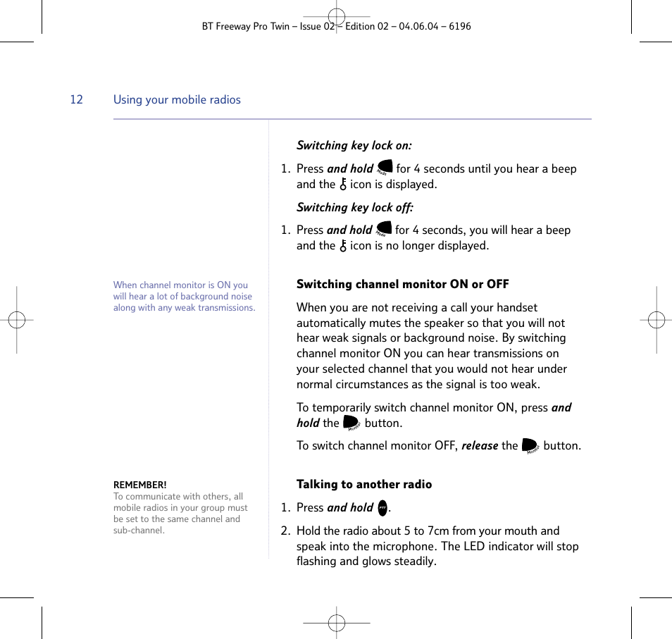 BT FREEWAY PRO TWIN 6196 User Manual | Page 12 / 29